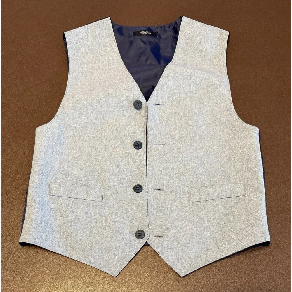 IZOD Suit Vest Boys Size 12 Blue Button-Up Formal Dress Suit Church Wedding